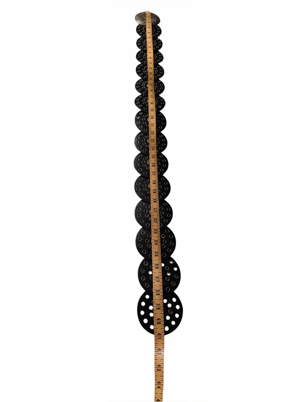 Wide Western Boho Belt Brown Leather Belt with Aged Brass Concho Embellishments - Picture 6 of 8